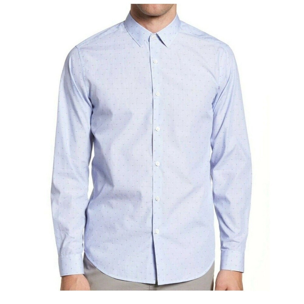 THEORY Murrary Finch Coupe Stripe Dress Shirt XL Blue NEW Button‎ Down Business